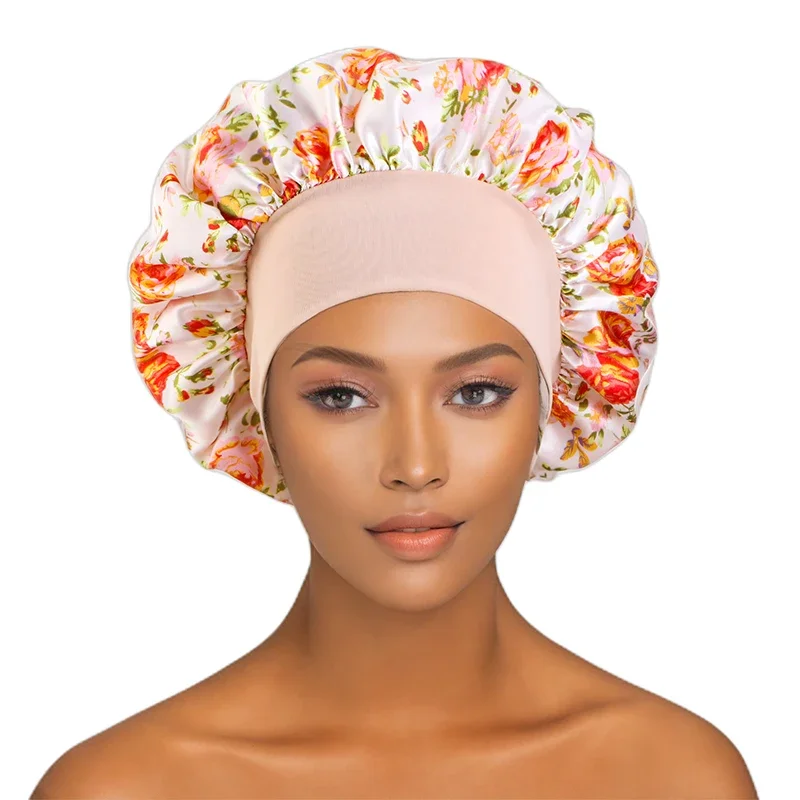 

New Styles Satin Bonnet Silk Night Sleeping Cap for Women Curly Braid Hair Print Beanies Hair Care Headscarf Hijab Headwear Hat