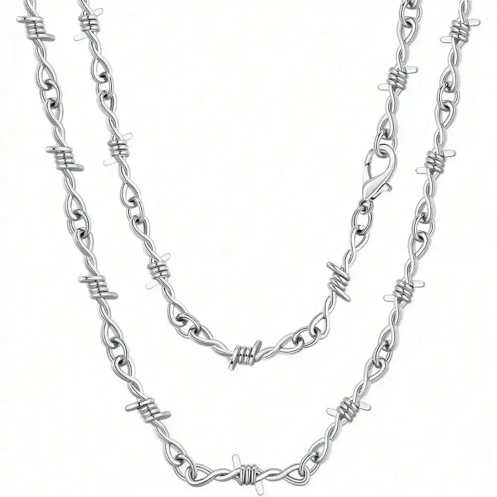 Creative Retro Thorn Necklace & Bracelet, Barbed Collarbone Chain Men Women Accessory Holiday Party Decor Gift