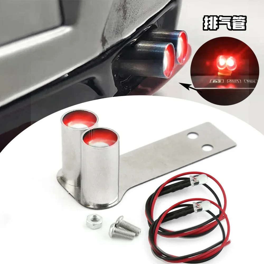 1:10 RC Car Stainless Steel Simulation Exhaust Pipe LED Light Flashing Muffler Decoration for Drift Car Touring Car Upgrade