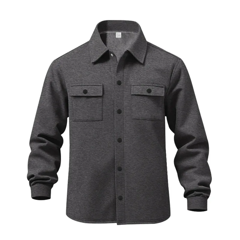 Casual Men's Heavyweight Velvet Lapel Multi-pocket Single-breasted Solid Color Casual Jacket