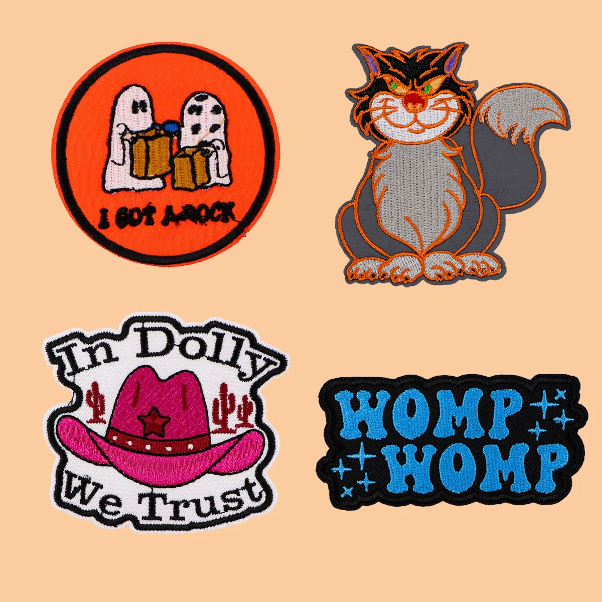 Halloween Ghost Patch Denim Sticker, Quote Cloth Stickers, Cat Adventure Patch, Saco de chapéu, Patches de tecido fofos