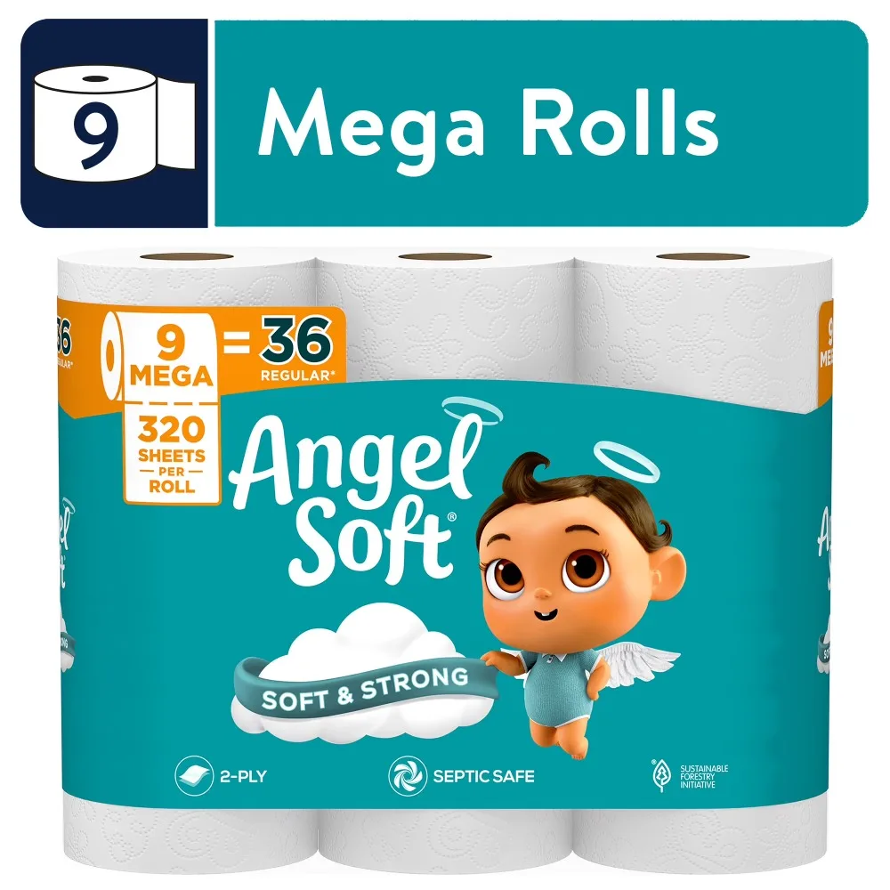 Soft Two Ply Premium Toilet Paper Gentle Skin Friendly Highly Absorbent Disposable Bathroom Tissue Comfortable Daily Household Sanitary Paper Suitable for Family Long Term Daily Bathroom Use Multi Mega Roll Pack