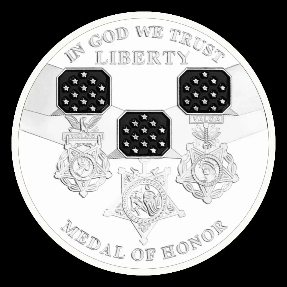 Medal of Honor in God We Trust USA Liberty Sourvenir Coin Statue of Liberty Silvery Plated Commemorative Gift Home Decoration