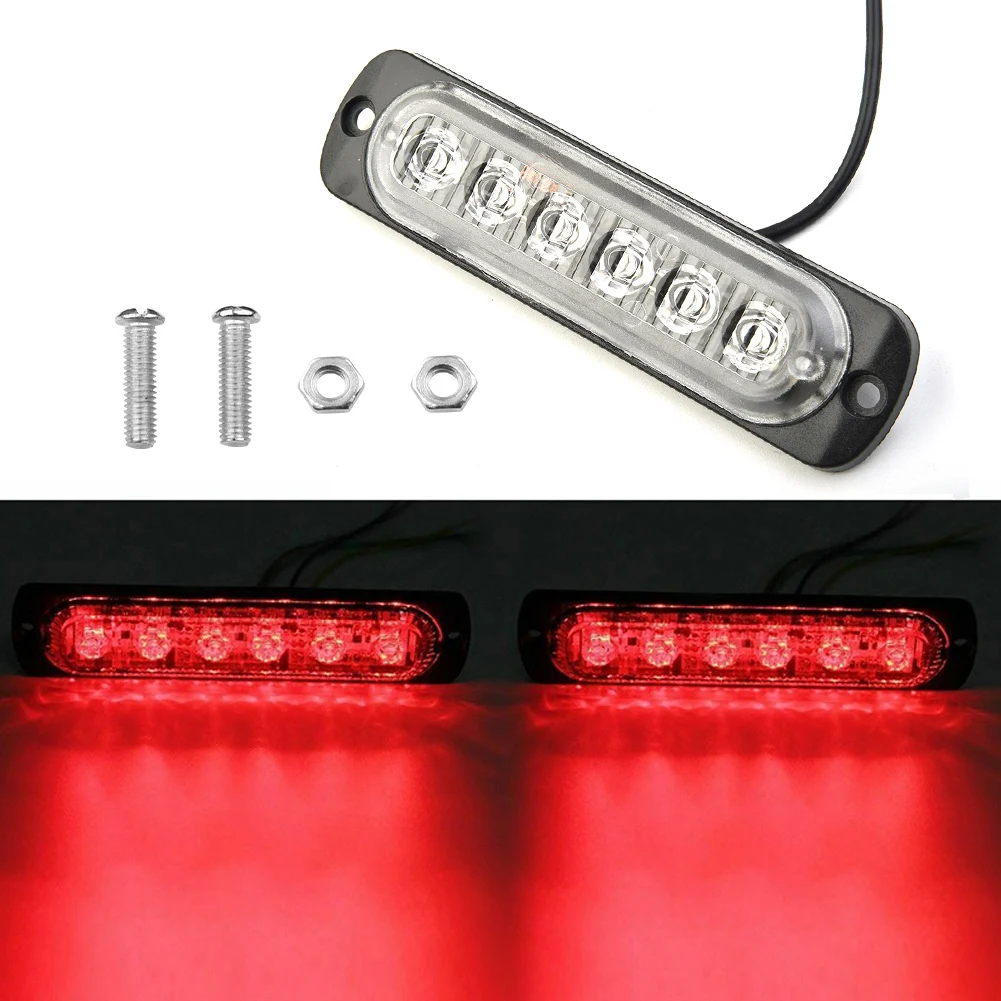 자동차 트럭 안전 긴급 램프, 항상 밝은 조명, 빨간색 6LED, DC 12-24V, 18W, 사이드 마커, 턴 라이트, 강한 빛 작업등