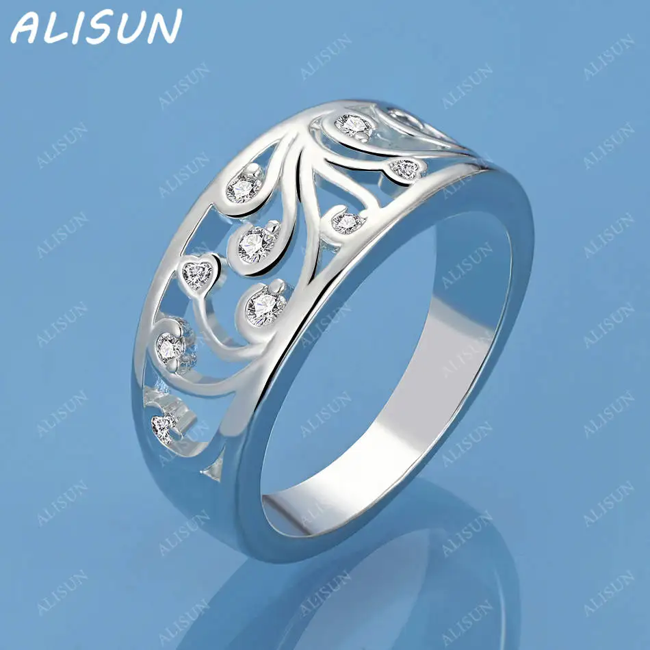 

ALISUN 925 Sterling Silver Zircons Geometric Ring For Women Fashion Jewelry Charm Grace Noble Wedding Accessories