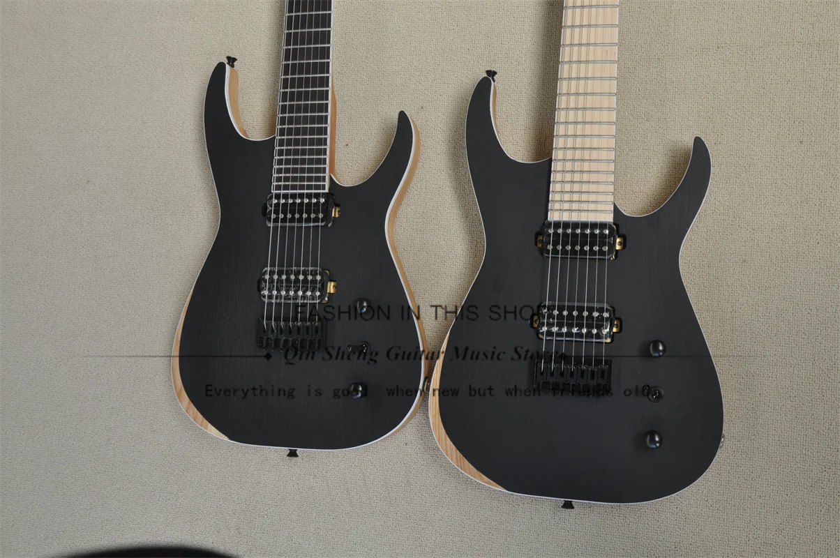 7 String Electric Guitar Matte Black Guitar ASH Wood Body White Binging Rosewood Or Maple Fingerboard Fixed Bridge