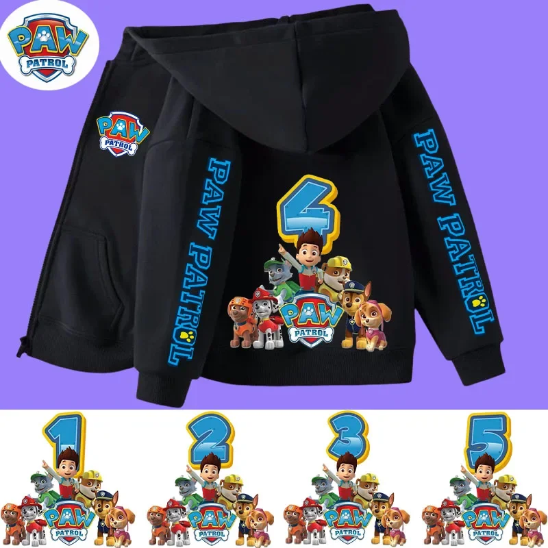 PAW Patrol 1-12 Digital Print Children's Zippered Hooded Sweatshirt for Boys Girls Casual Shirt Casual Jacket Spring/Summer Coat