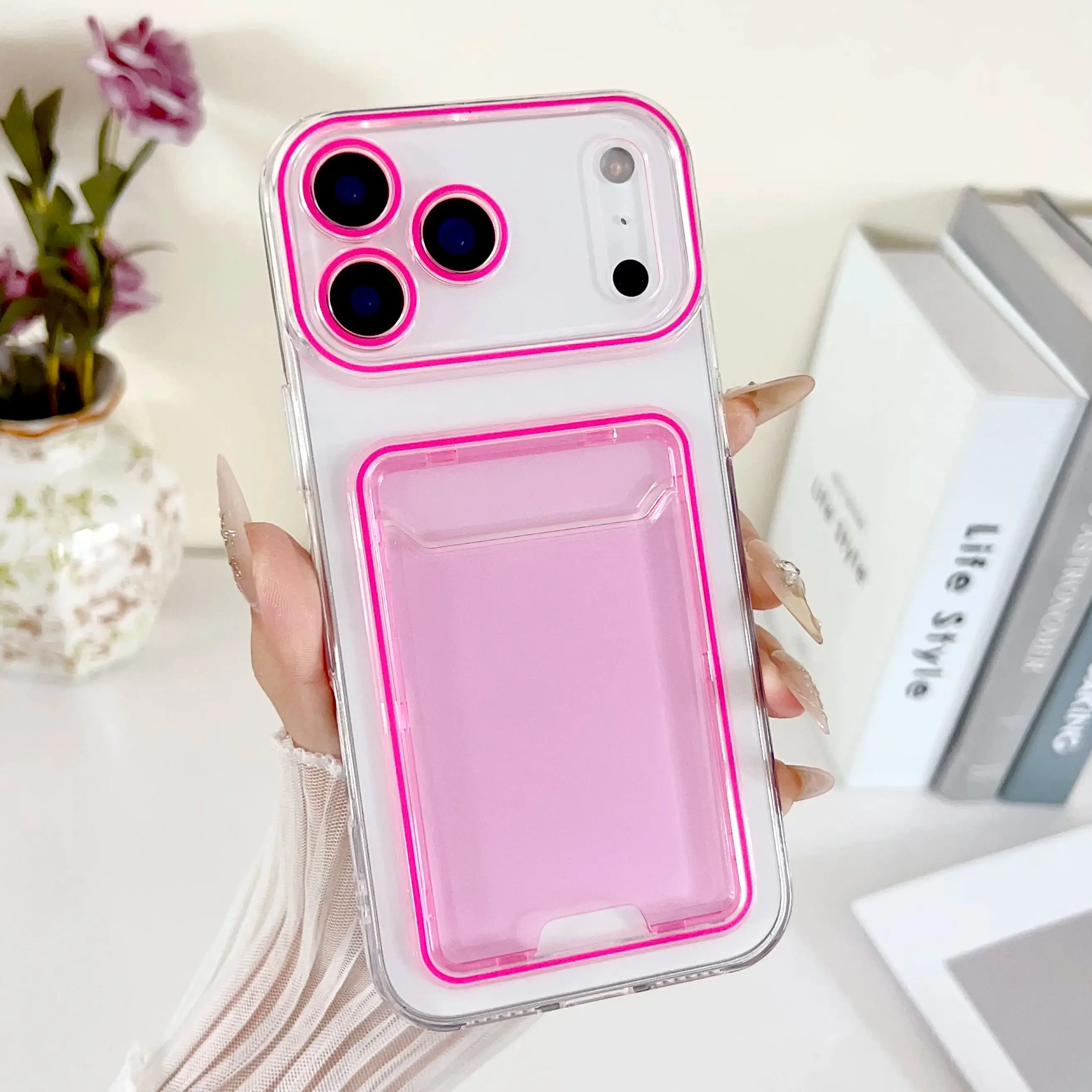 Fashion Jelly Candy Color Clear Slot Card Wallet Holder Case For iPhone 17Air 16 15 14 Plus 13 12 11 Pro Max Soft Silicone Cover