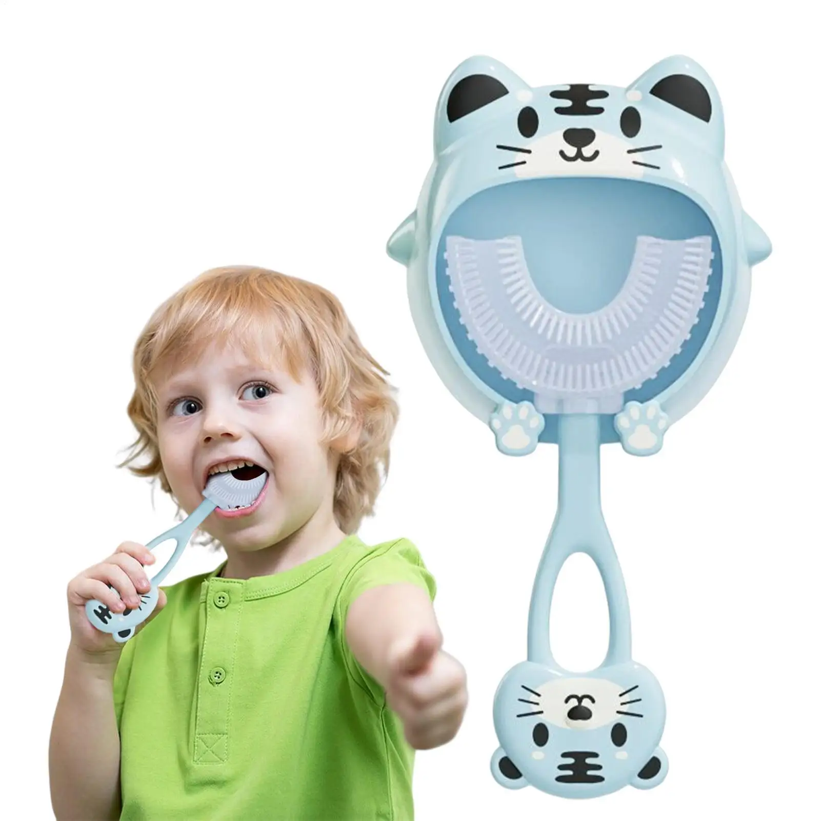 U-Shaped Children's Toothbrush Silicone Baby Training Toothbrush 360 Degree Oral Care Cleaning Brush Cute Cartoon Animal Shape