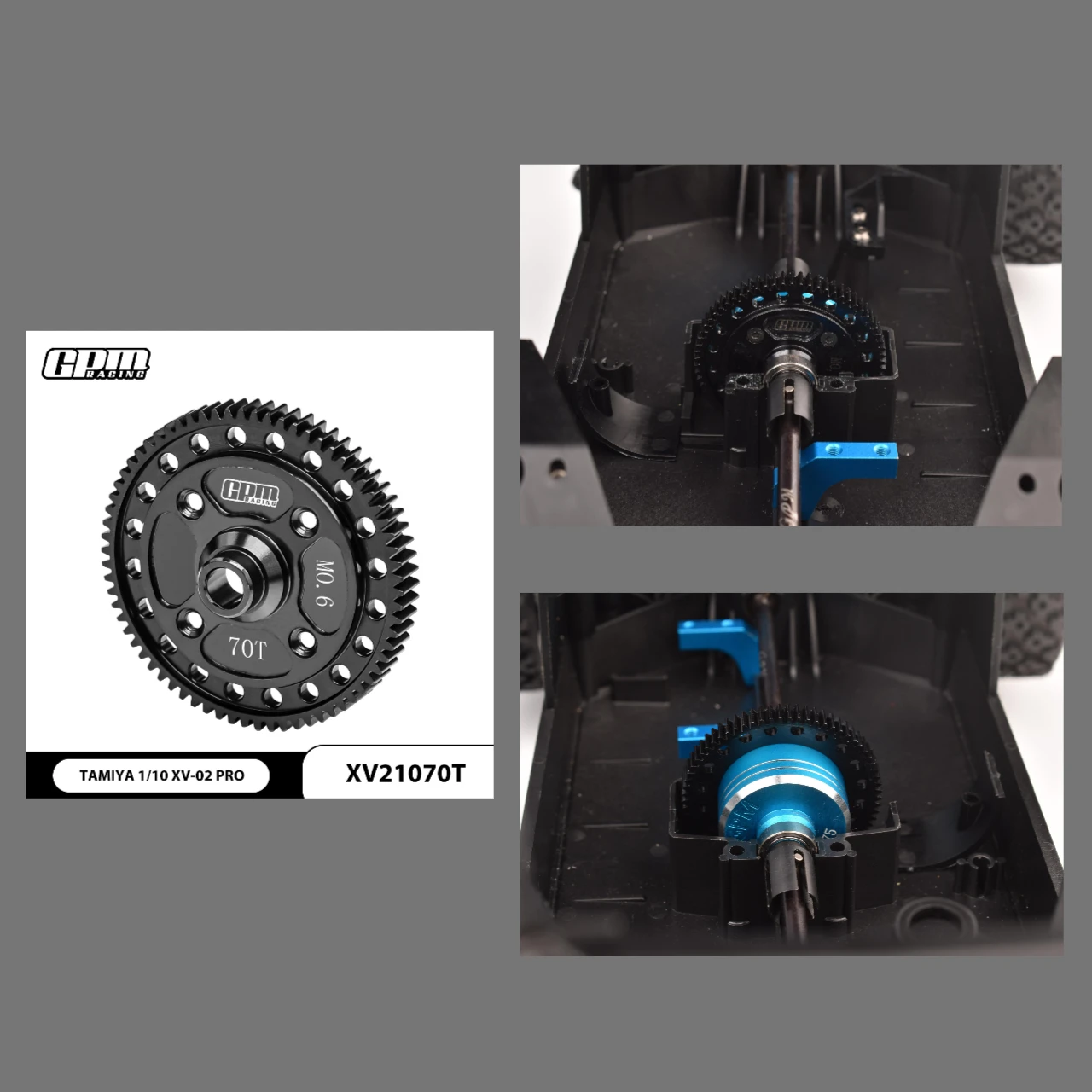 GPM medium carbon steel M0.6 module center diff gear 70T For XV-02 Pro 22050