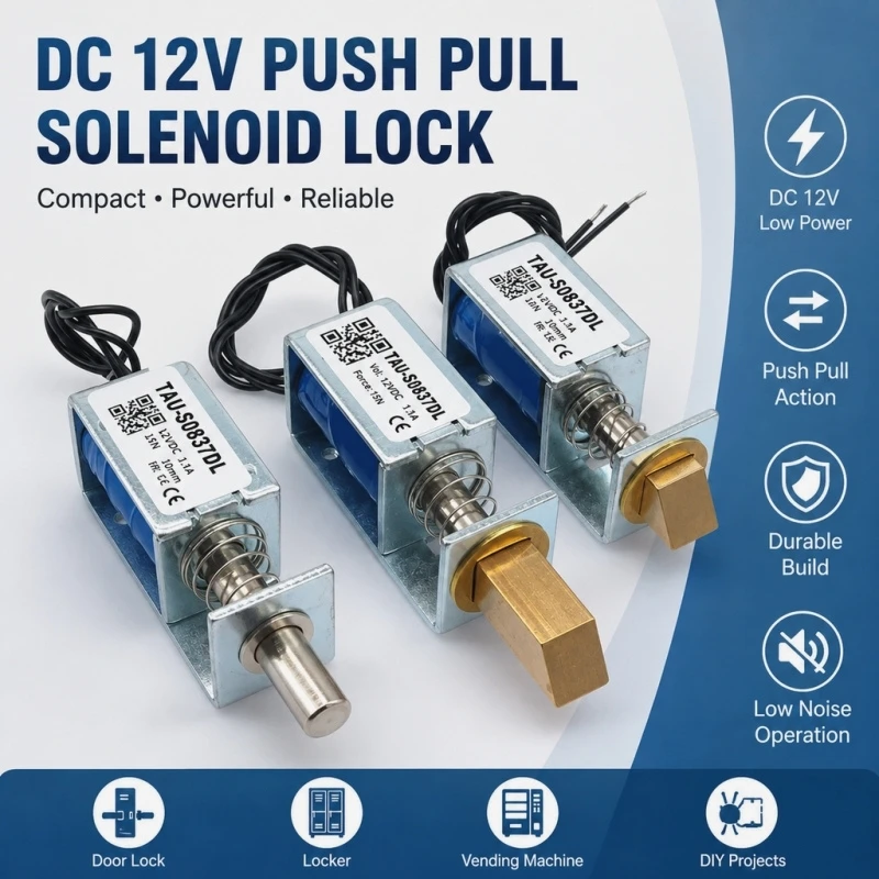 TAU-S0837DL Electric Lock DC 6V 12V 24V Electromagnet Stroke 10mm Magnetic Cabinet Door Lock Security Access Control