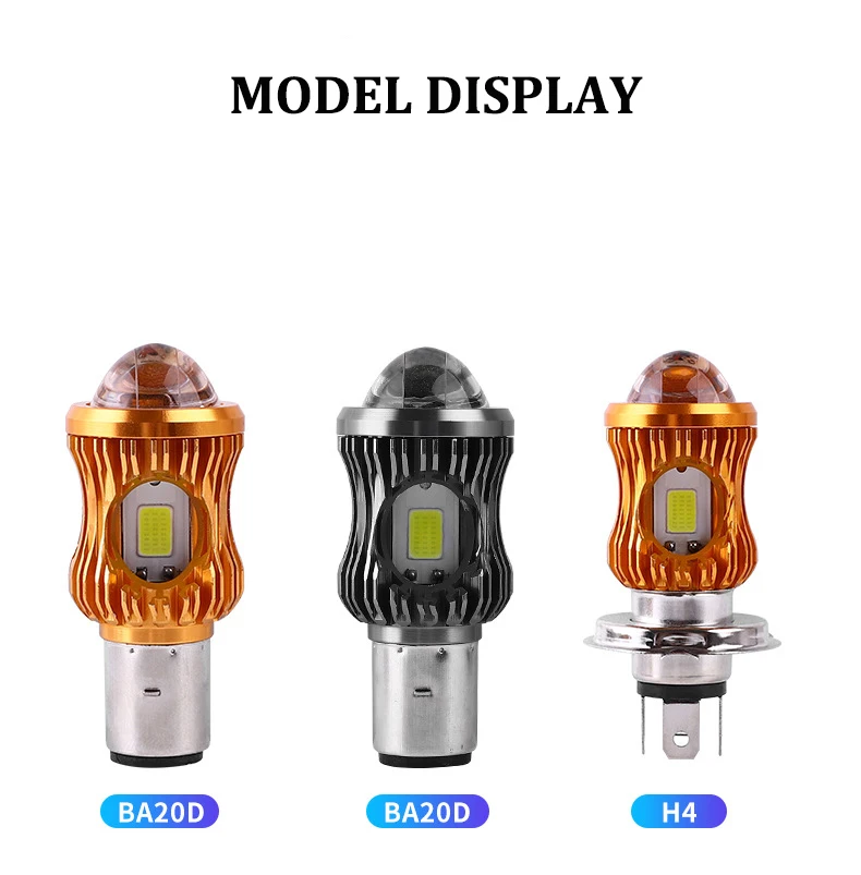 AC DC Led Lens Motorcycle Headlight H4 BA20D LED Moto High/Low Beam Led Spotlight Bulbs 1500LM Super Bright Dual Color White