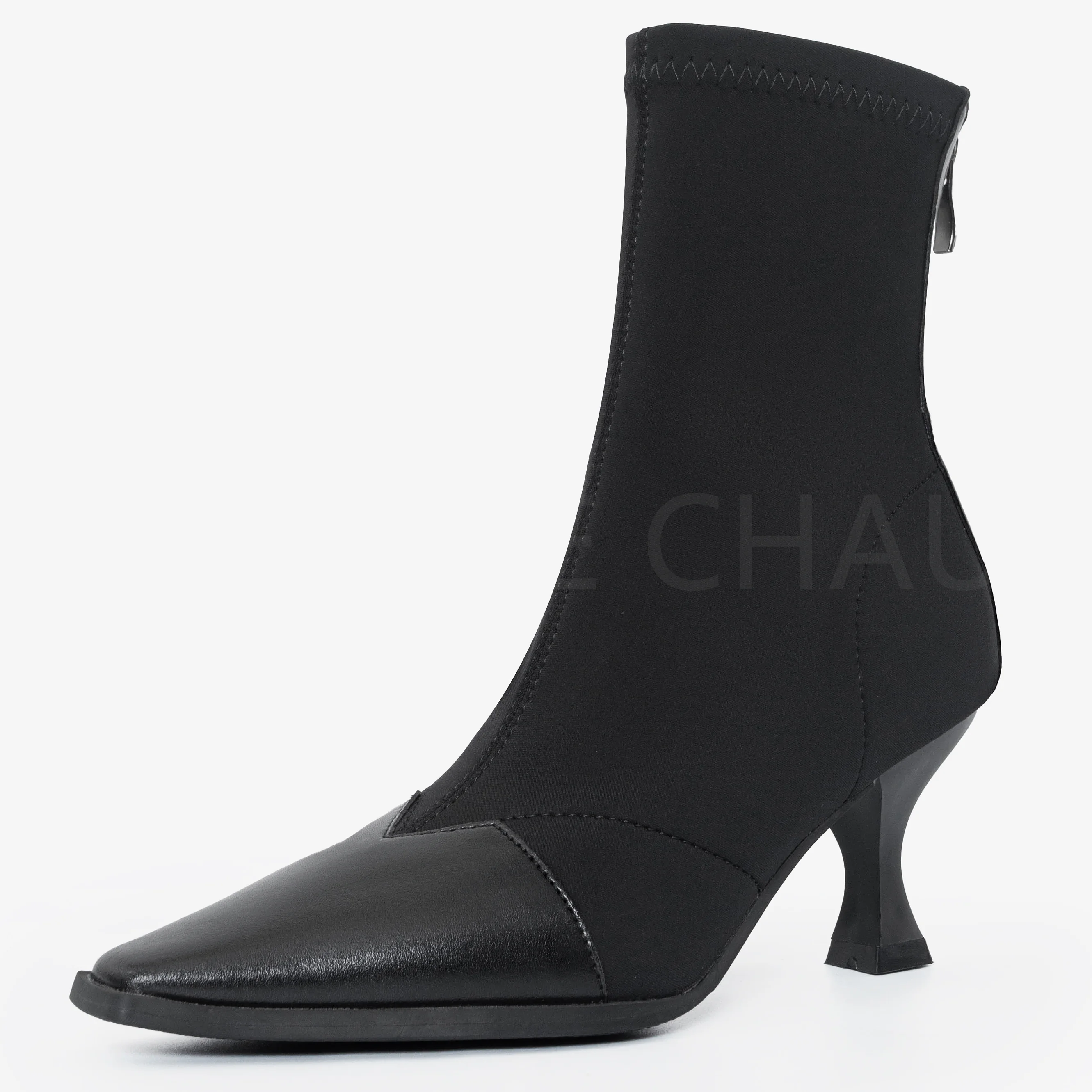 

【Measure your feet length before order】Luxry Designer Women High Heel Mid-Calf Boots Sexy Dress Pointy Toe Lady Shoes 140-CHC-33