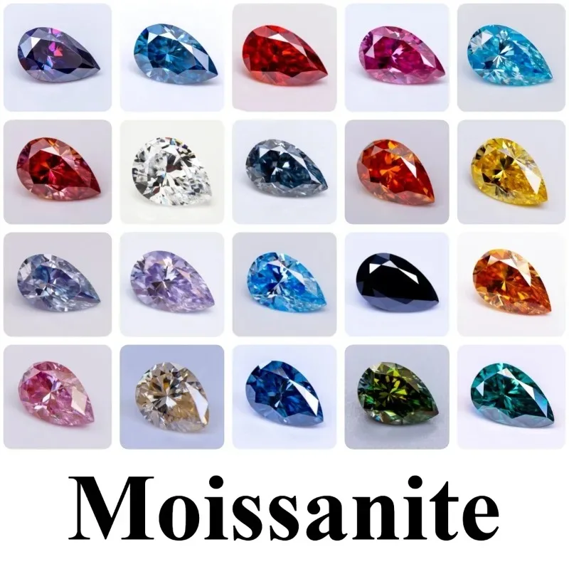 Moissanit Birnenform VVS1 Charms DIY-Perlen für Schmuckherstellung Anhängermaterialien Mit Zertifikat – Detail 3