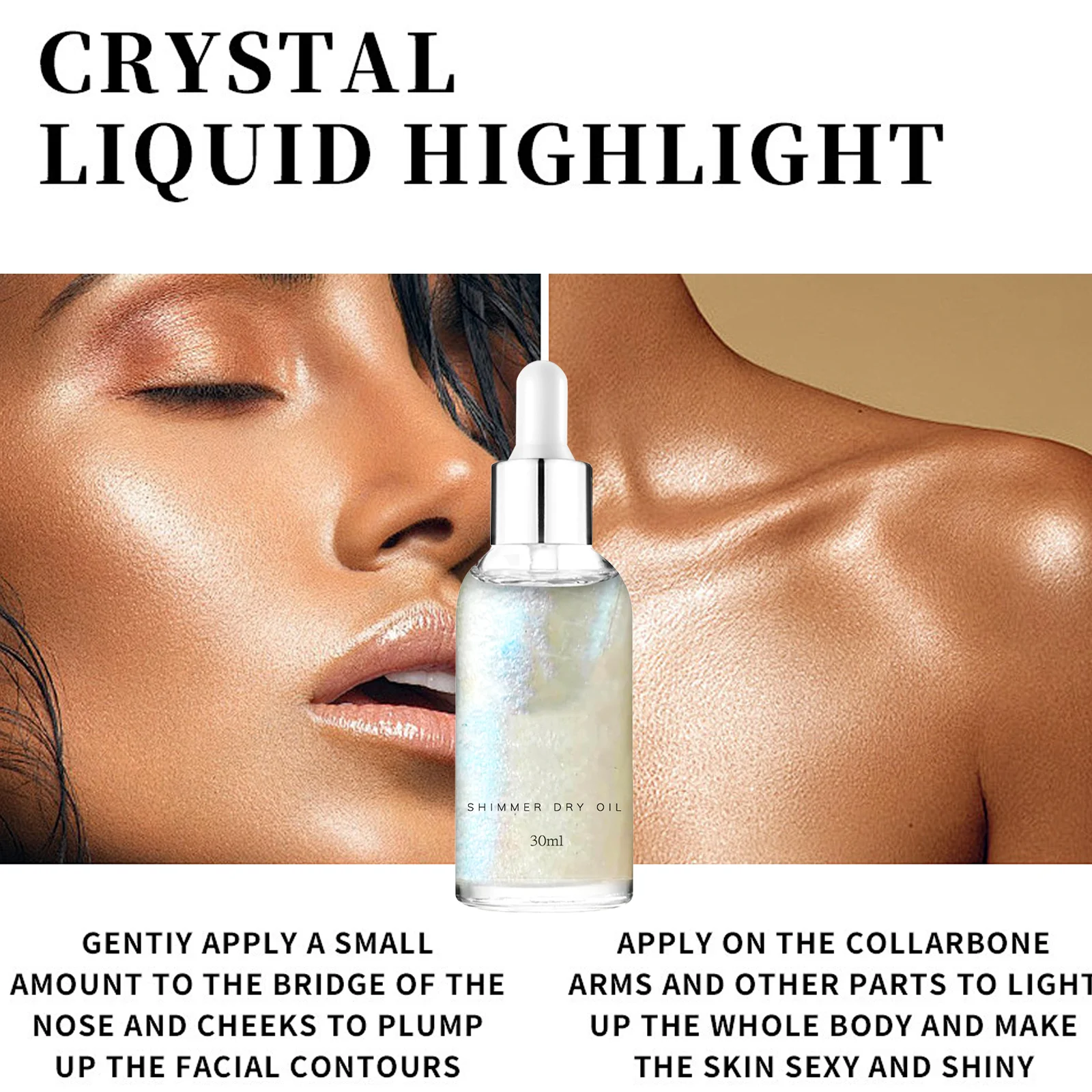 Body Shimmer Oil Liquid Highlighter Long Lasting Sequin Illuminating Moisturizing Highlight  Facial Contour Brightening Mak