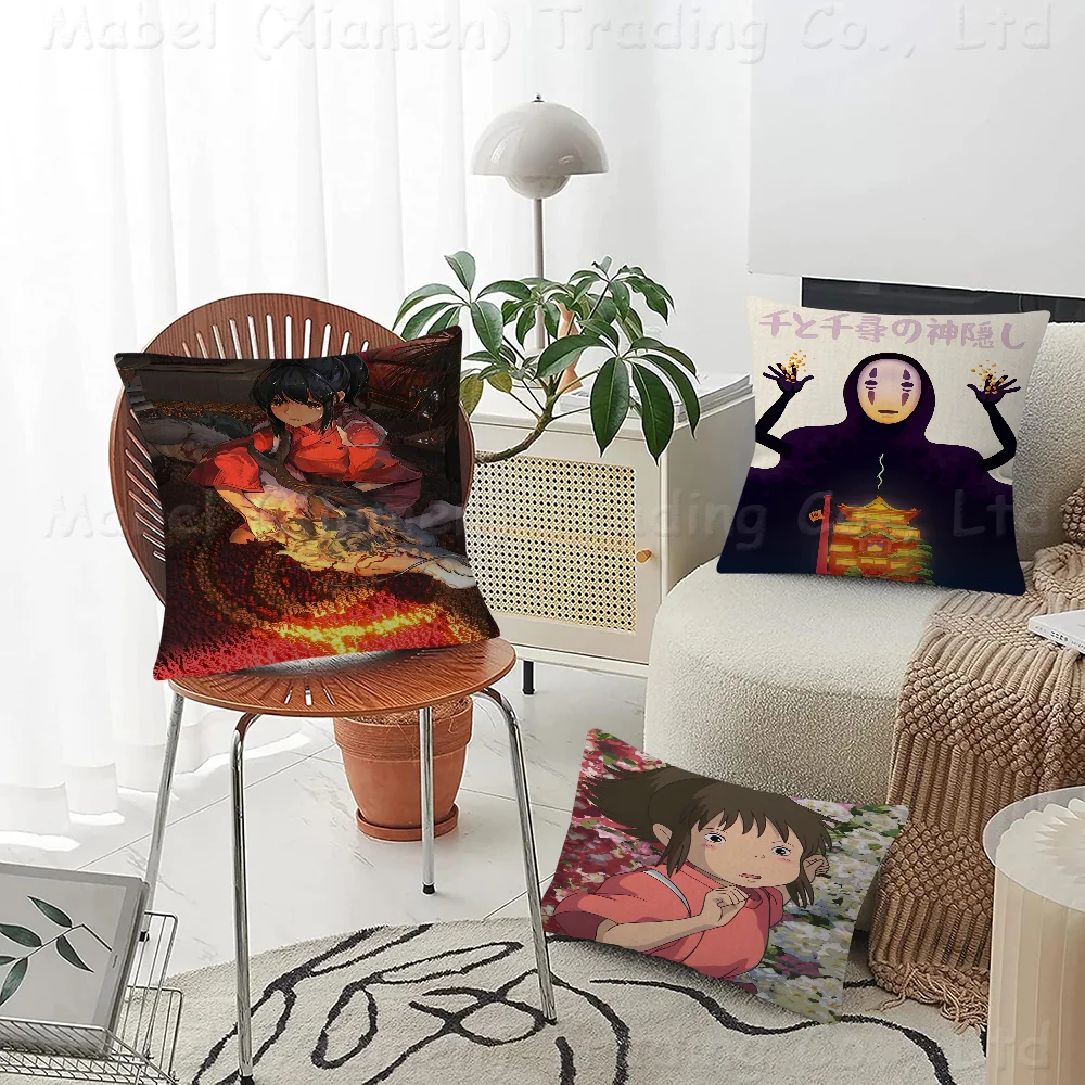 

Anime S-Spirited A-Away Pillow Covers Cartoon Sofa Decorative Home Double-sided Printing Short Plush Cute Cushion Cover