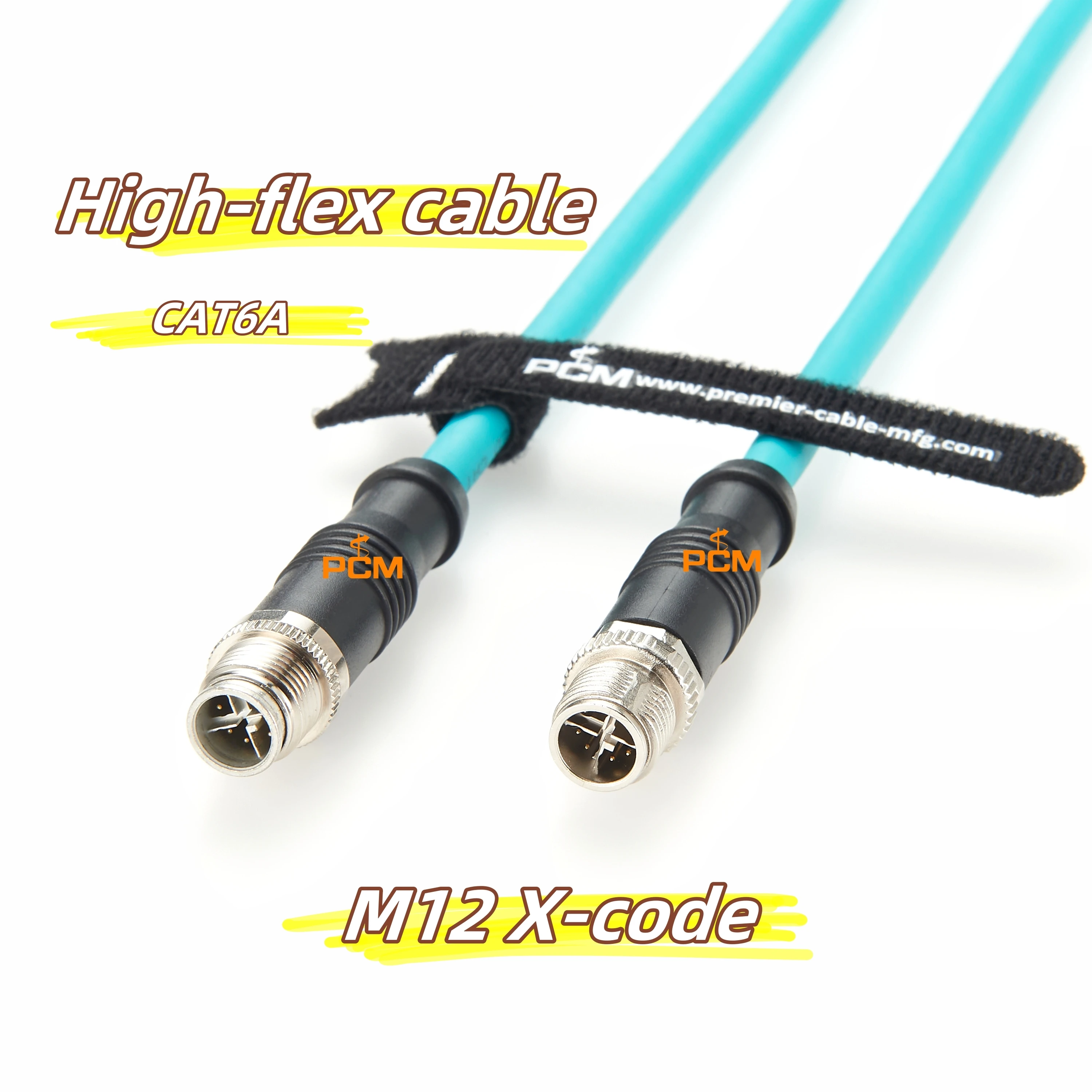 M12 X-code 8-pin Male to Male High flex Cable 10Gbp Cat6a for Ethernet Ethercat Profinet GigE Camera Code reader SR-5000 SR-750