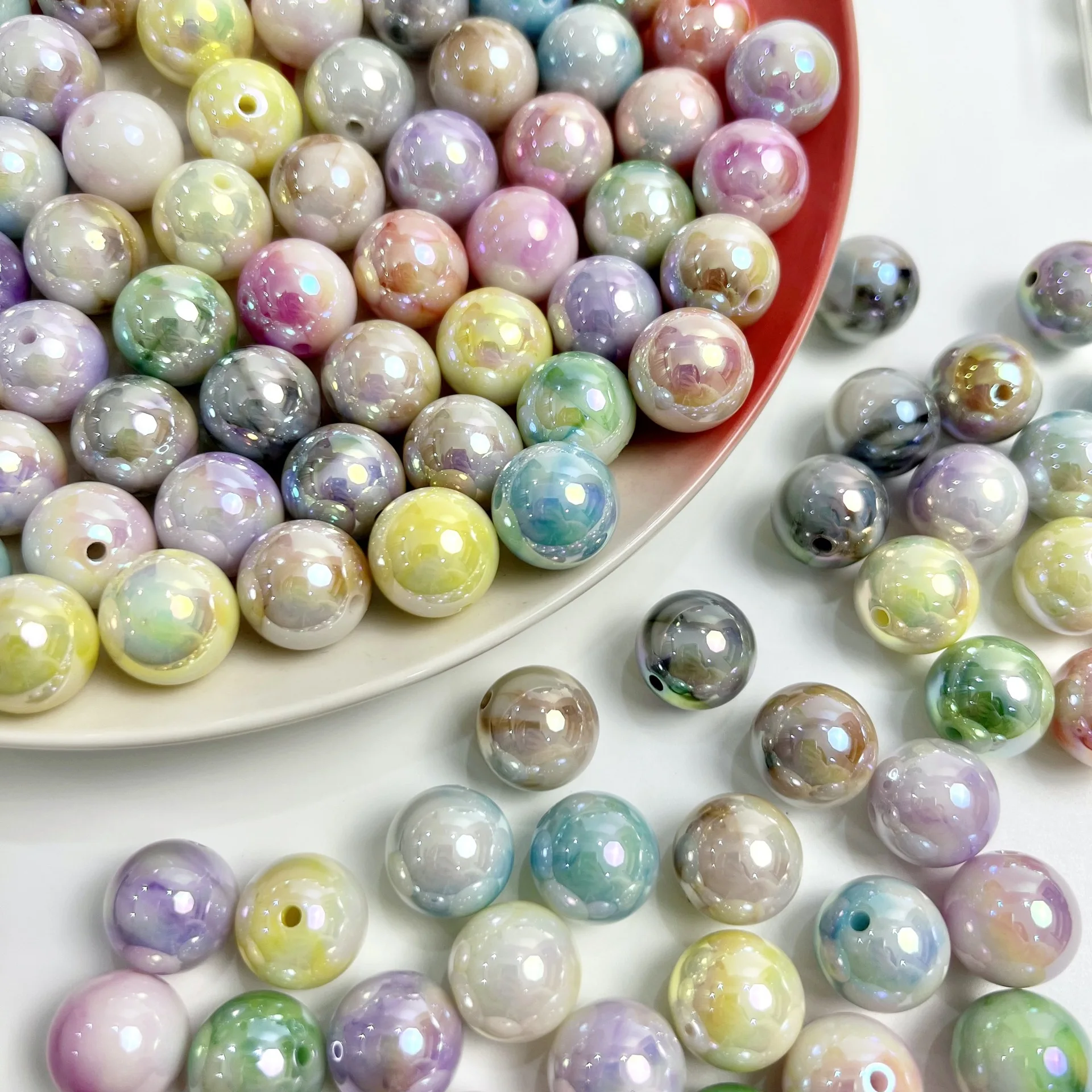 

Two-color plated UV gradient cloud 16mm beads diy handmade mobile phone chain beaded earrings accessories loose beads.