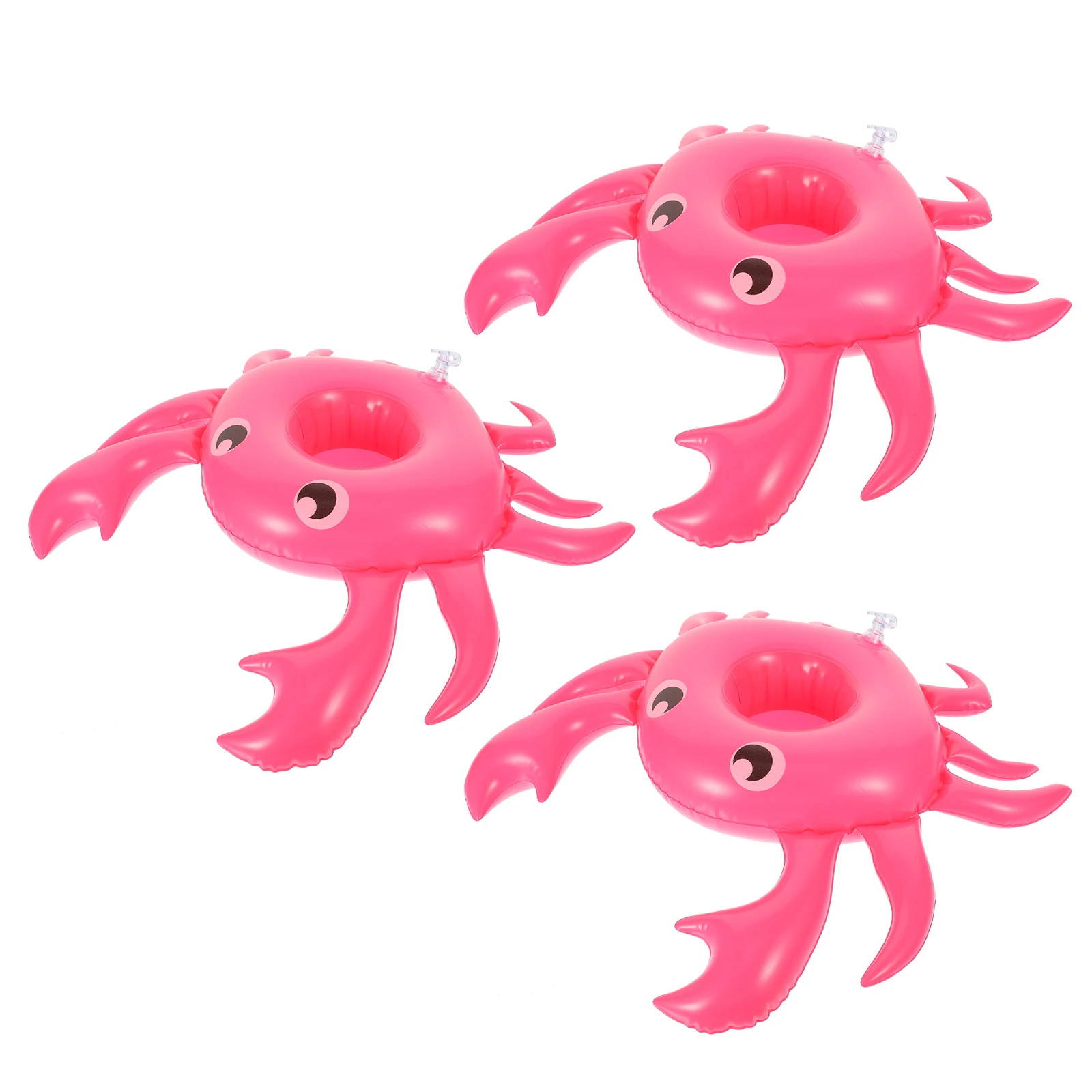 3 قطعة أصحاب كأس حمام سباحة قابل للنفخ تصميم السلطعون شرب يطفو مستقرة في الهواء الطلق حمام سباحة أصحاب المشروبات الكرتون الحيوانات #6