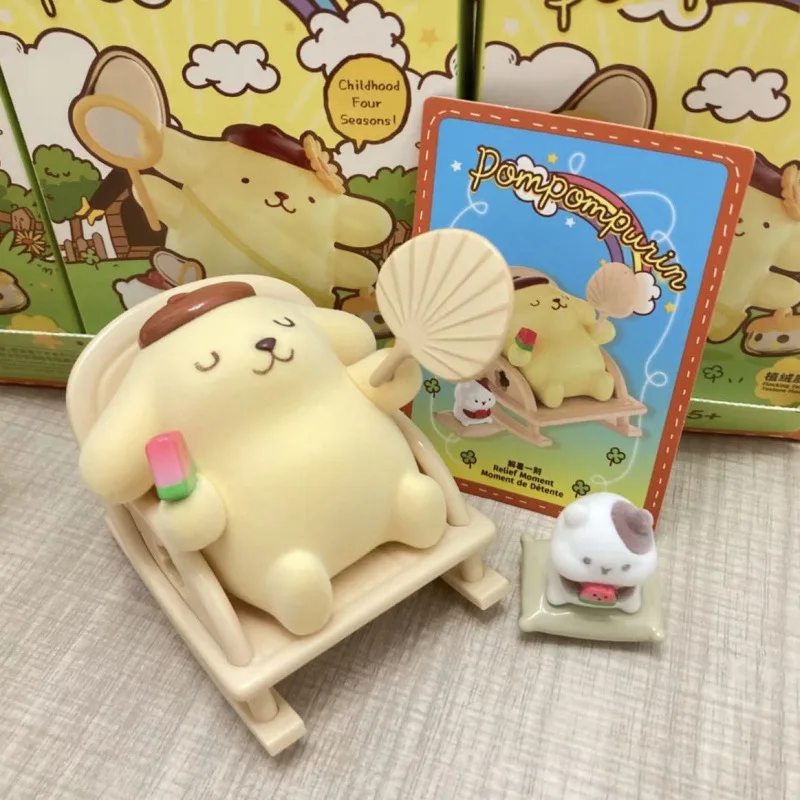 Sanrio Pom Pom Purin Blind Box Childhood Seasons Series Action Figure Doll Anime Character Surprise Boxed Cute Model Doll Toys