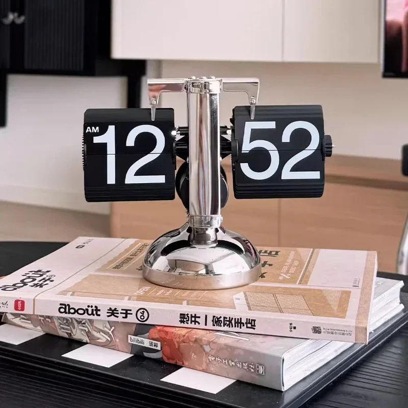 Modern simple living room home desktop mechanical clock decoration creative turning clock desktop ornament