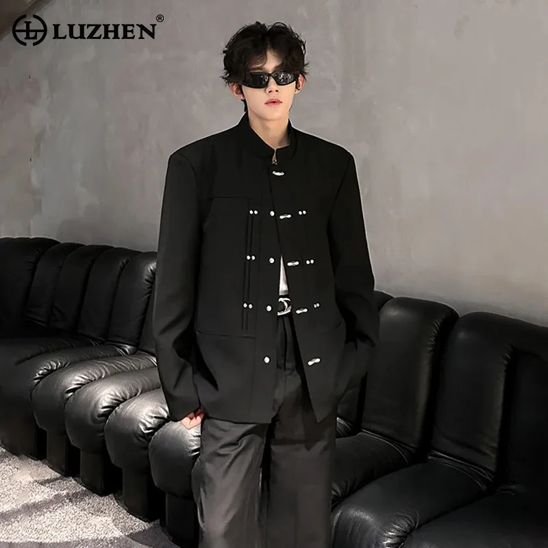 LUZHEN جديد النمط الصيني الوقوف طوق بلون السترة معطف الرجال الموضة المتخصصة تصميم زر معدني أنيق الذكور سترة JY4631 #1