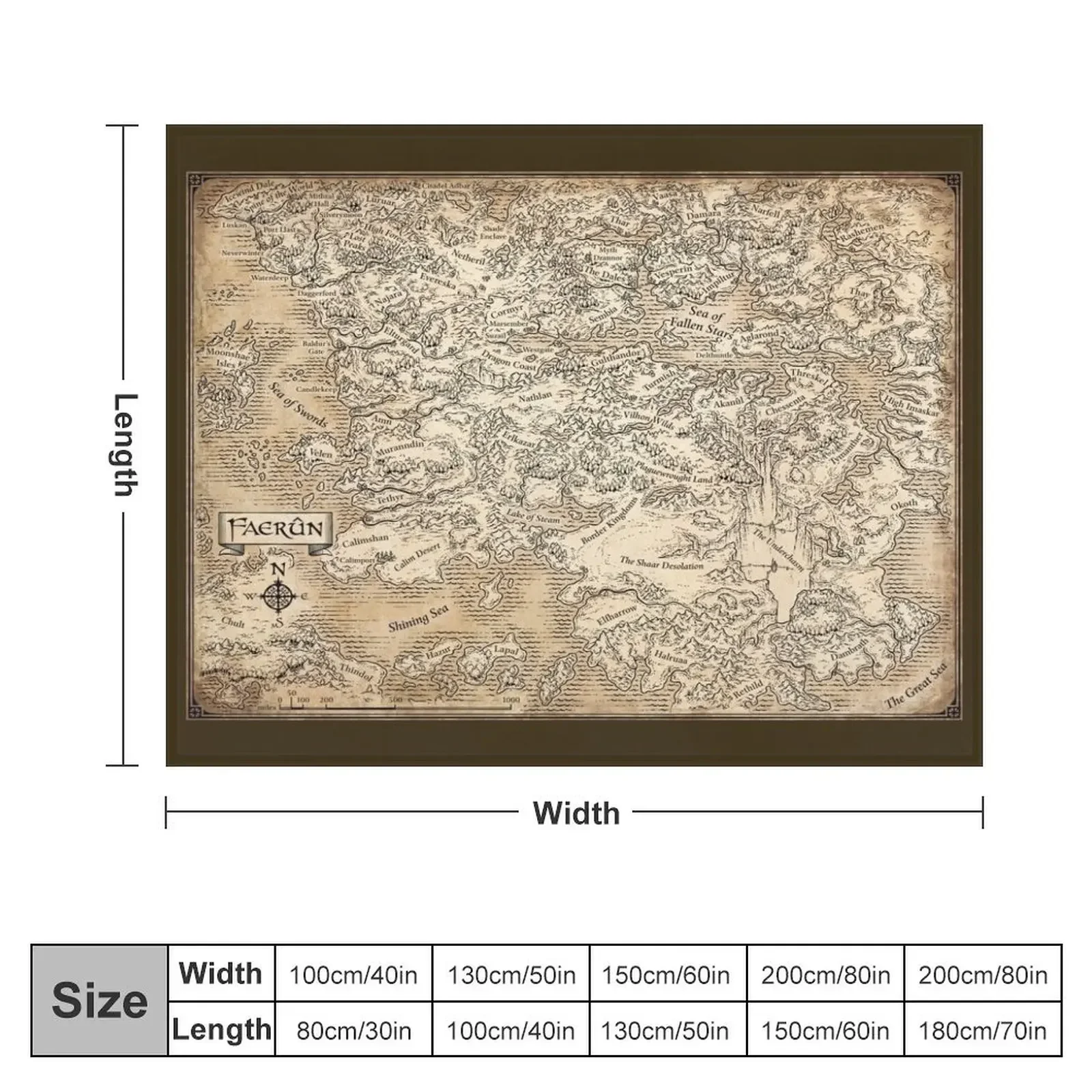 Annotated Map Of Faerun Throw Blanket Luxury Brand Hairy wednesday warm for winter Blankets