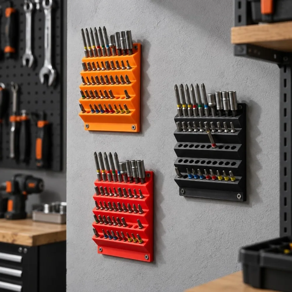 50 Hole Screwdriver Bit Organizer 3D Printing Large Capacity Hex Screwdriver Bit Holder Save Space Slot Design