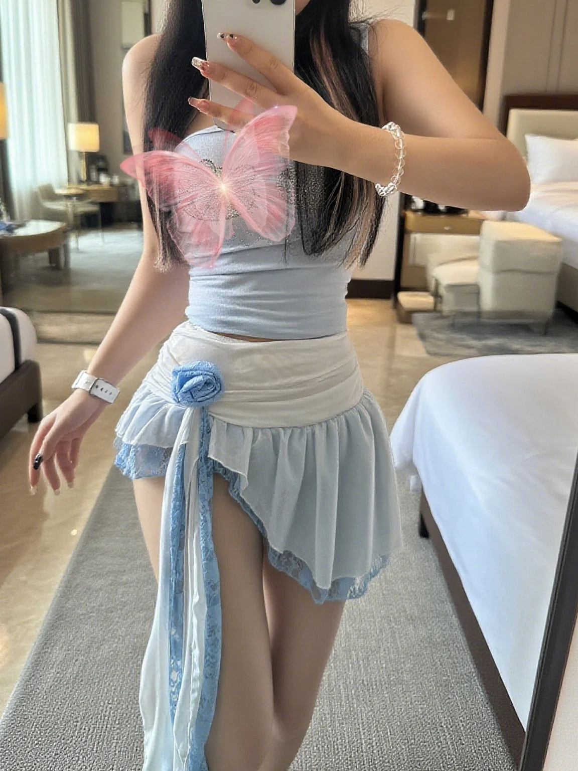 

Flower Lace Mini Skirts Ladies Asymmetrical Ruffle Slim Female Drape Skirt Womens High Street Y2k Sexy Mini Skirts Female 2025