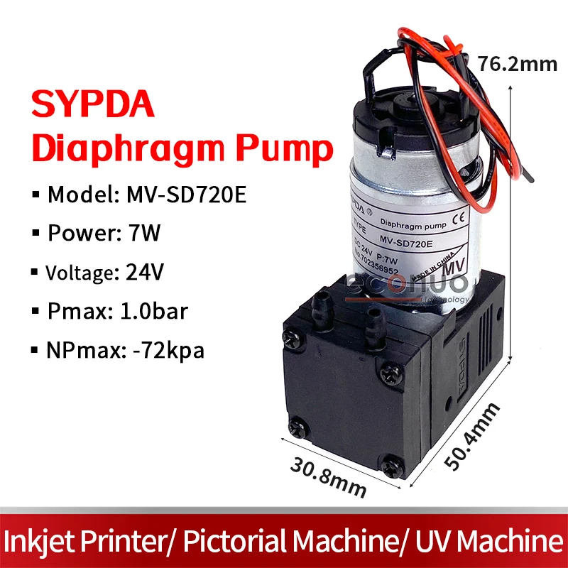 SYPDA MV-SD720E Micro Diaphragm Pump for Inkjet Printer UV Printer 24V 7W Ink Pump Big Liquid Pump