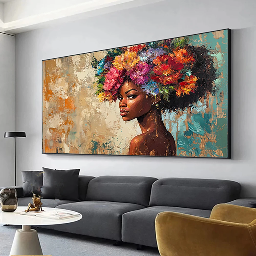 vibrant African Traditional Culture Black Woman Portrait Posters Prints Color Art Canvas Painting Picture Home Decor Picture