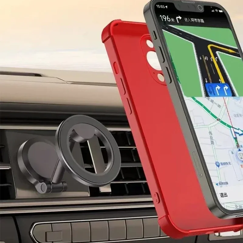 Car Phone Holder Ultra-Compact: Foldable Mac-Safe Alloy Magnet with Full Rotation for iPhone 16 Series