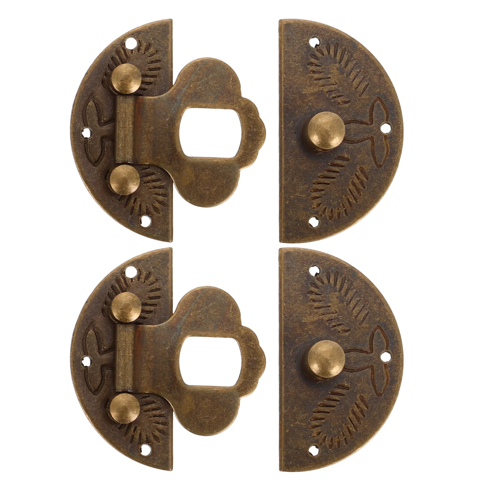 

2pcs Brass Box Latch Vintage Cabinet Hardware Push Button Door Clasp For Jewelry Chest Closet Cupboard Flat Sill Small Latches