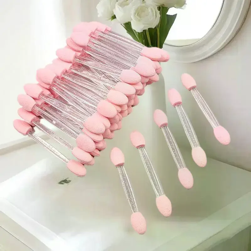 50/100pcs 6.4cm Double-headed Eyeshadow Stick Sponge Disposable Eyeshadow Brush Small Portable Beauty Makeup Tool Brush Head