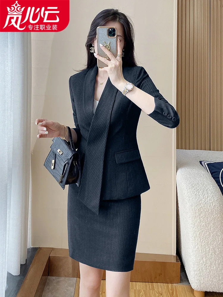 Design Suit Suit Beauty Salon2024Spring New Korean Style Niche Suit Skirt Two-Piece Set Temperament Women