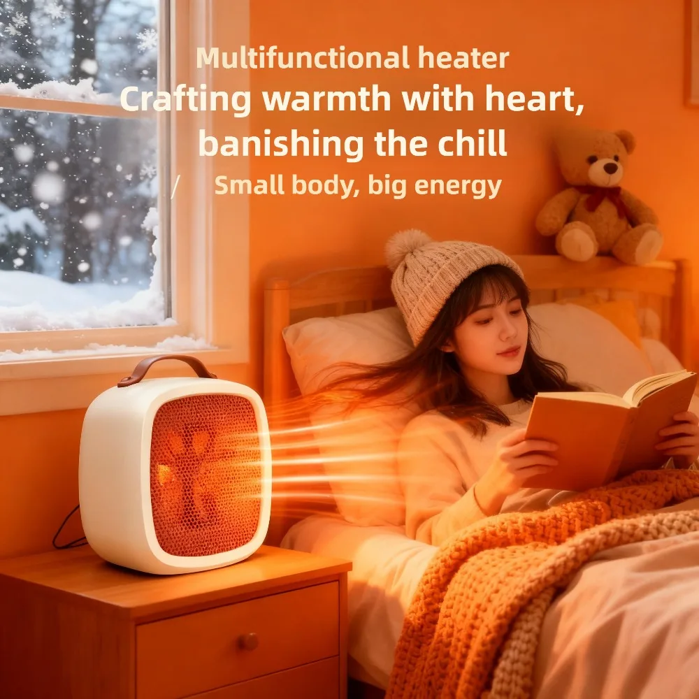 Mini calentadores portátiles, silenciadores de escritorio para el hogar, ventilador calentador de calentamiento rápido, calentadores de aire caliente de cerámica PTC de 500W para interiores, oficinas y invierno