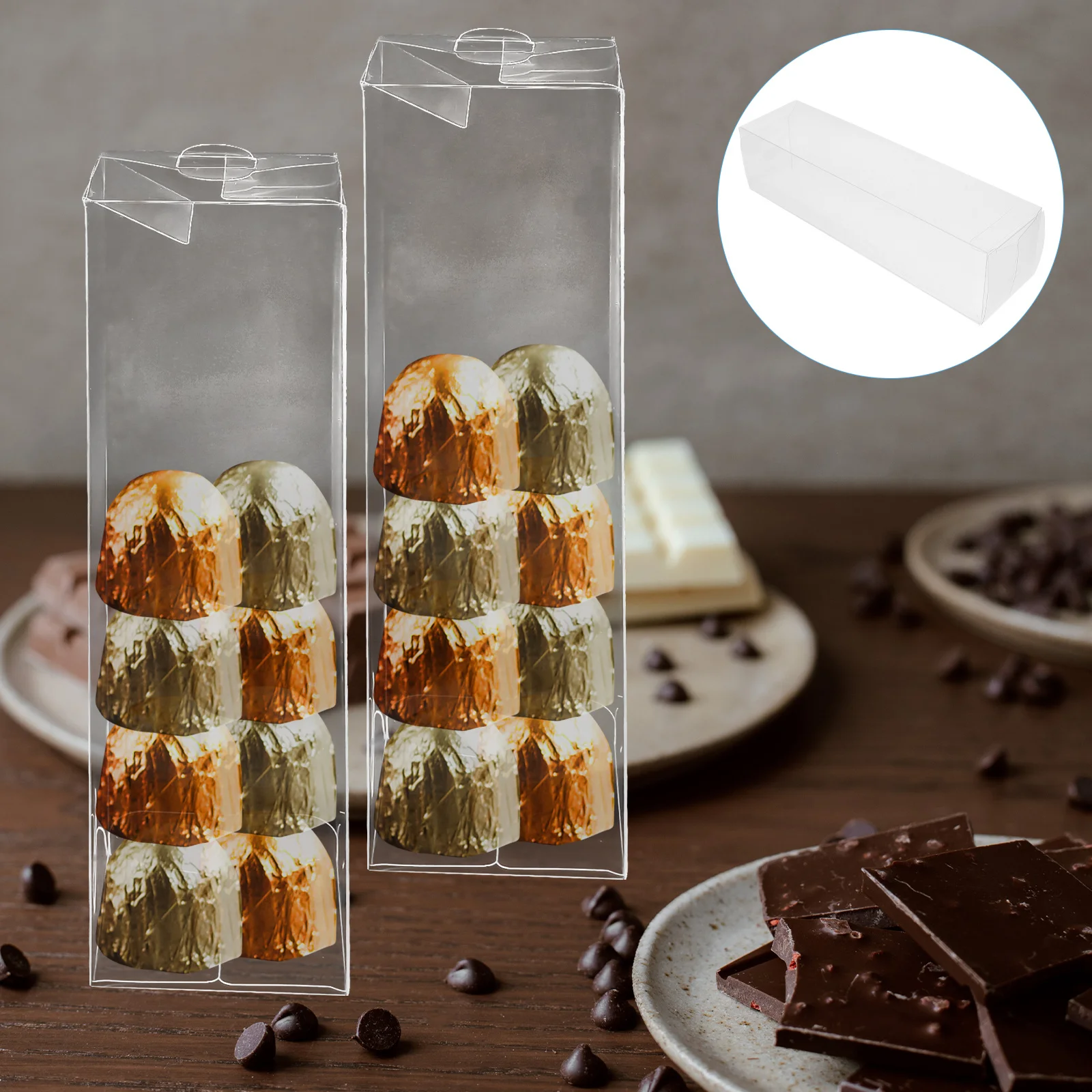 

20Pcs Clear Treat Box Portable PVC Case for Sweets Holder Multipurpose Storage Gift Packaging Clear Treat Box Ice Cream Holder