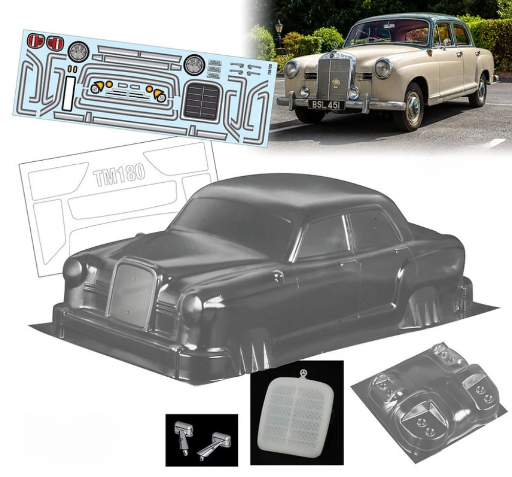 Scale 1/10 Mini Benz W180 Lexan body sets for 1 10 Mini Chassis 210mm Wheelbase Tamiya M03 Carten M210 Lotus Roadstar