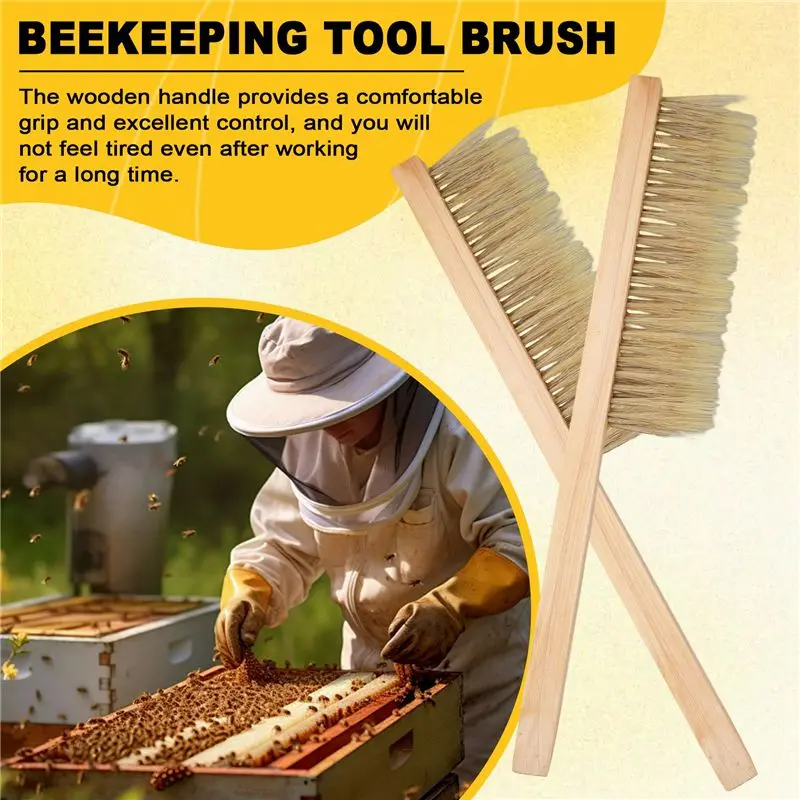 Beekeeping Tools Brush Bee Brush Wooden Handle Brush Beekeeping Tools Beekeeping Equipment Hive Brush-A68E