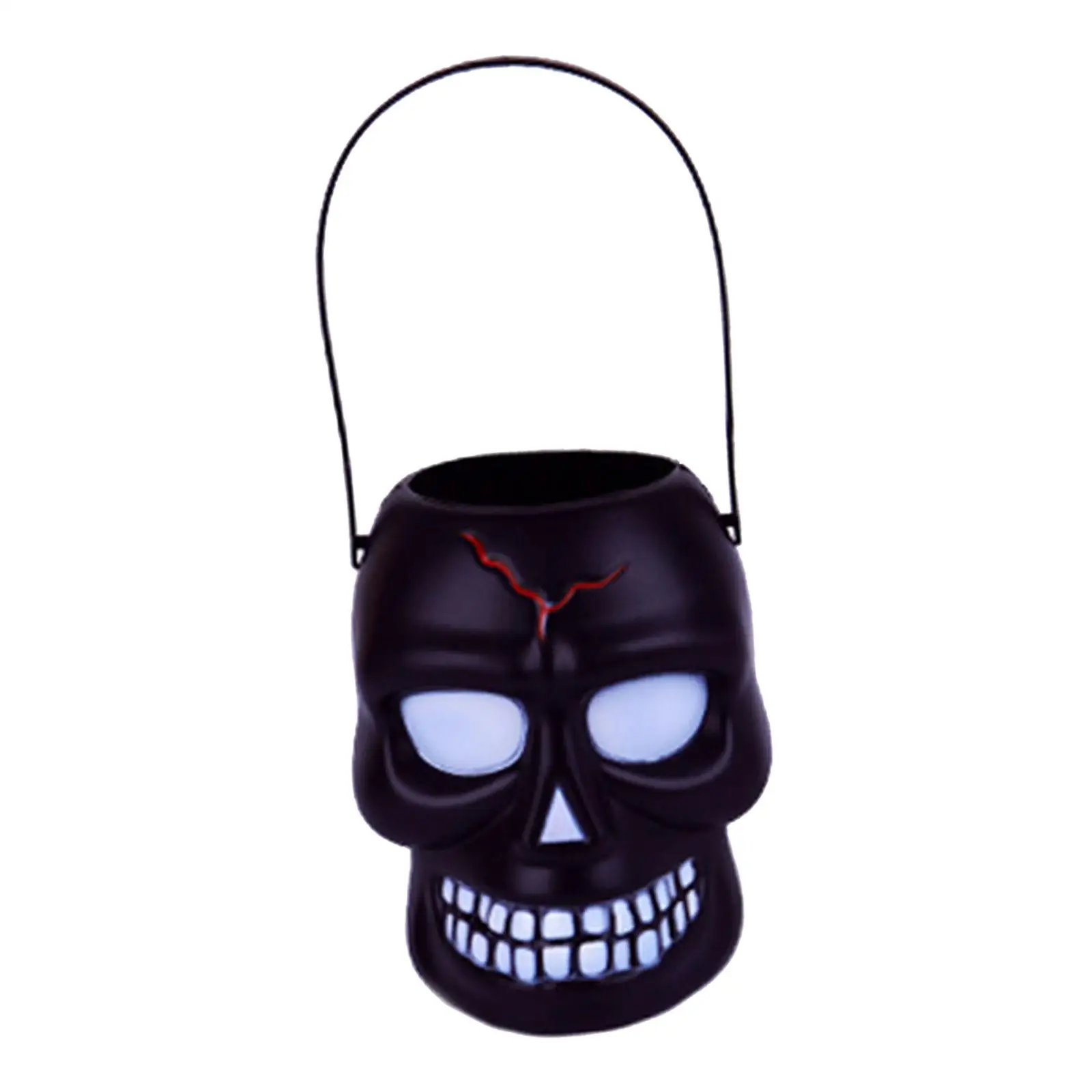 Cesta de regalo en forma de calavera con adorno de cubo para dulces o trato, cubo para dulces de Halloween