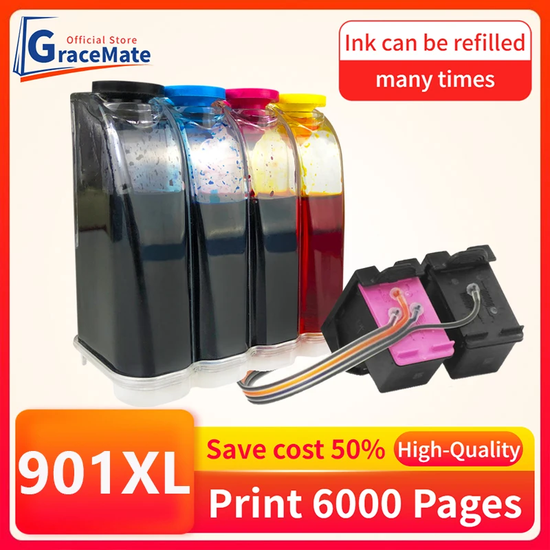 901XL Ink Cartridge Supply System Replacement for Hp901 HP 901 Ciss Ink Tank Kit for Officejet J4500 J4540 J4550 J4580 J4680