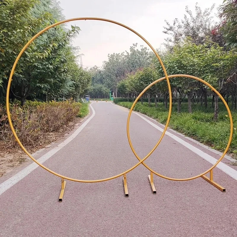 

2Metal Circle Stand Wedding Arche Round Balloon Arch Flower Gold Background Arch DIY Frame Birthday Party Baby Shower Decoration