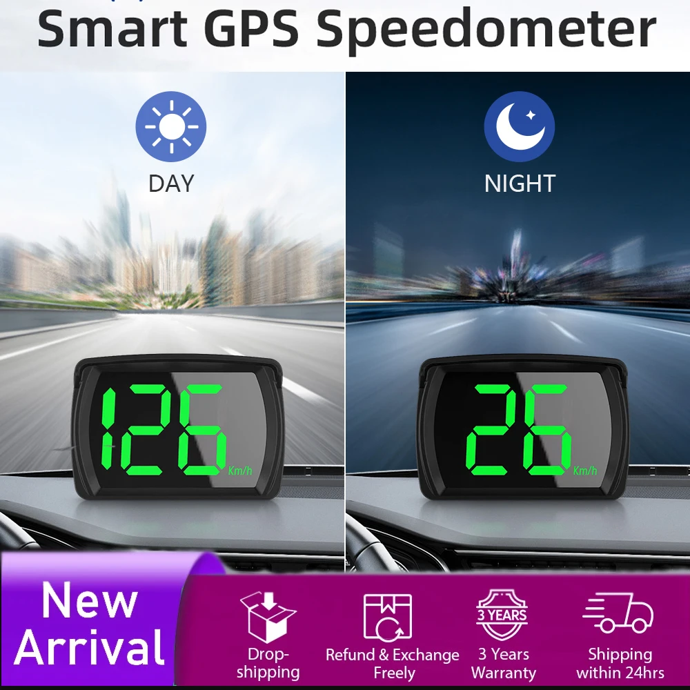 Smart Car HUD Universal Head Up Display Speedometer GPS 2.8 Inch Big Font Digital Speed Meter Gauge Automotive Accessories