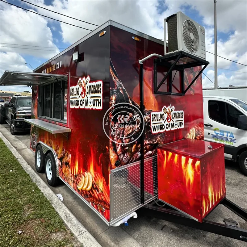 Concession Food Trucks Mobile Catering Trailer  Full Kitchen Ice Cream Cart Customized Mobile Food Trailer For Sale