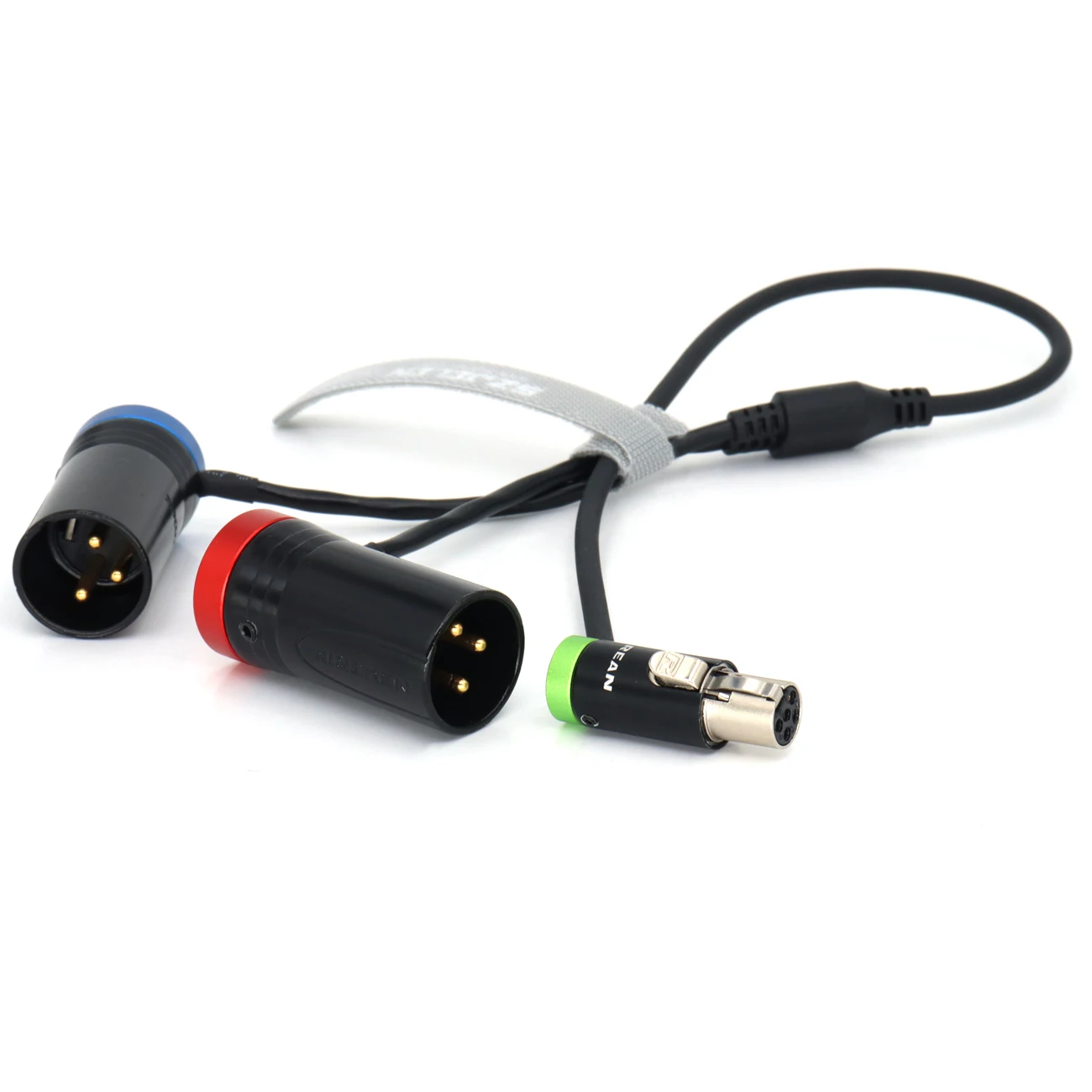 Low-profile ta5f mini XLR 5-pin female to two low-profile XLR NEUTRIK 3-pin XLR male connectors for Zaxcom qrx200 audio cables