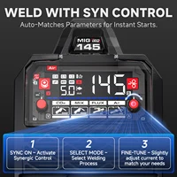 Machine à souder MIG 4 en 1 ANDELI, soudage MIG au gaz/sans gaz/Lift TIG/MMA 145A, soudeuse semi-automatique portable, soudeuse à inverter synchrone 4