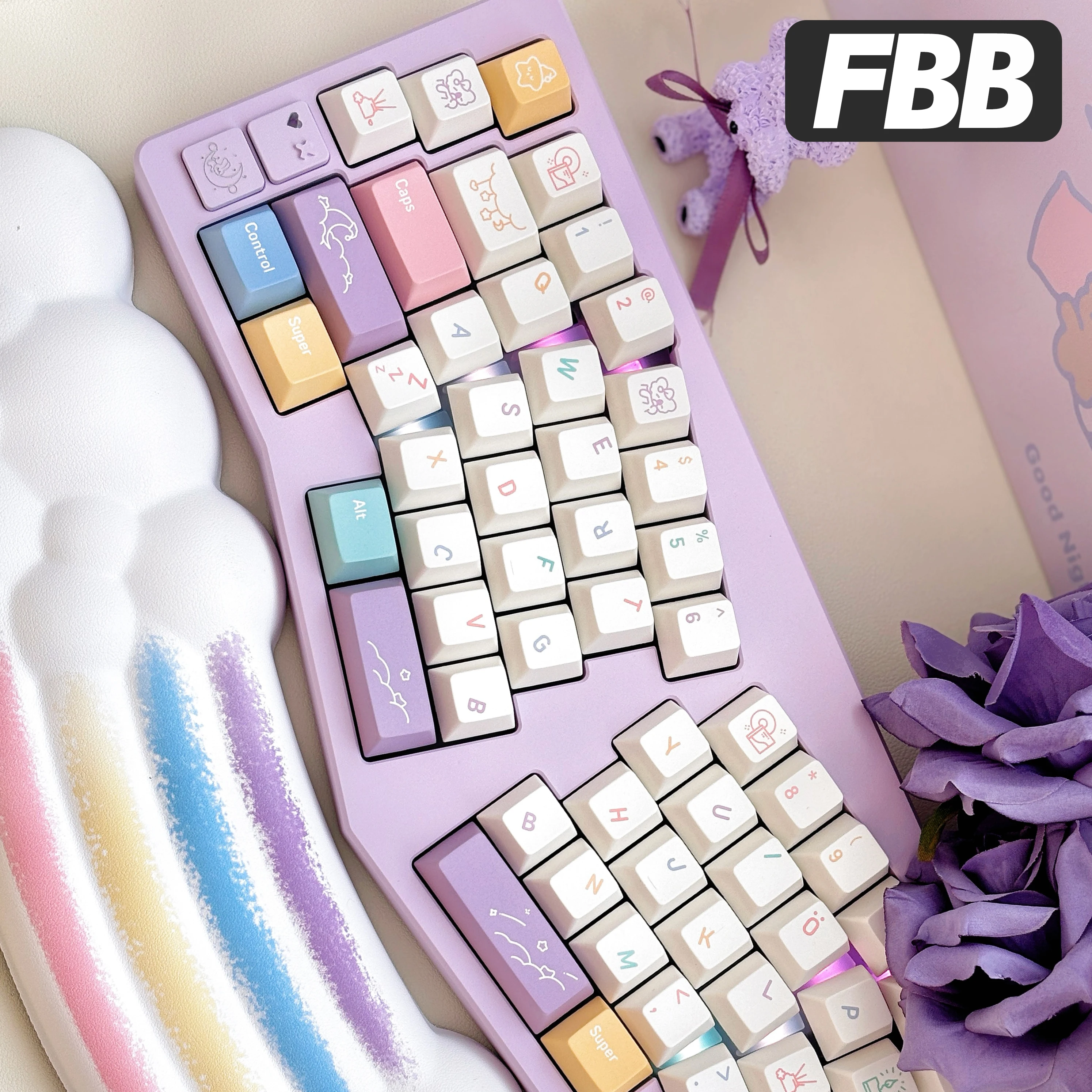 Fbb keycaps boa noite tema pbt mx switche para teclado mecânico keycap cereja perfil diy presente de natal para meninas amantes