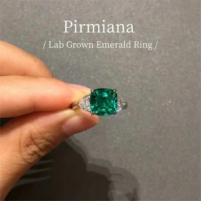 Pirmiana Custom Design PT950 Earrings for Women 3.24ct Collection Lab Grown Emerald and DEF CVD Diamond Jewelry