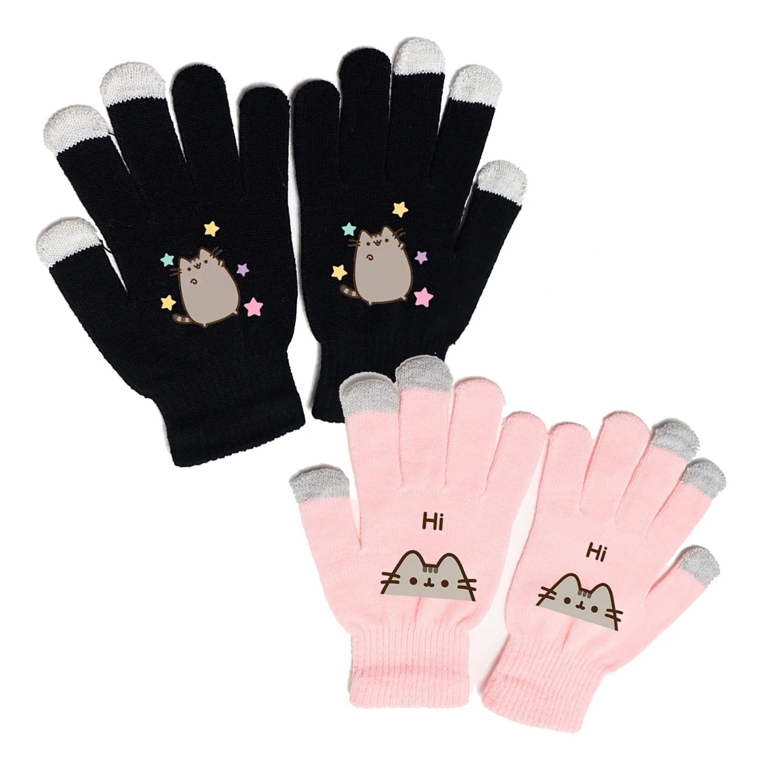 Pusheen-guantes de dedo de gato para niños, lindos guantes de invierno para deportes al aire libre, senderismo, ciclismo, mantener el calor, accesorios de decoración de punto, regalo