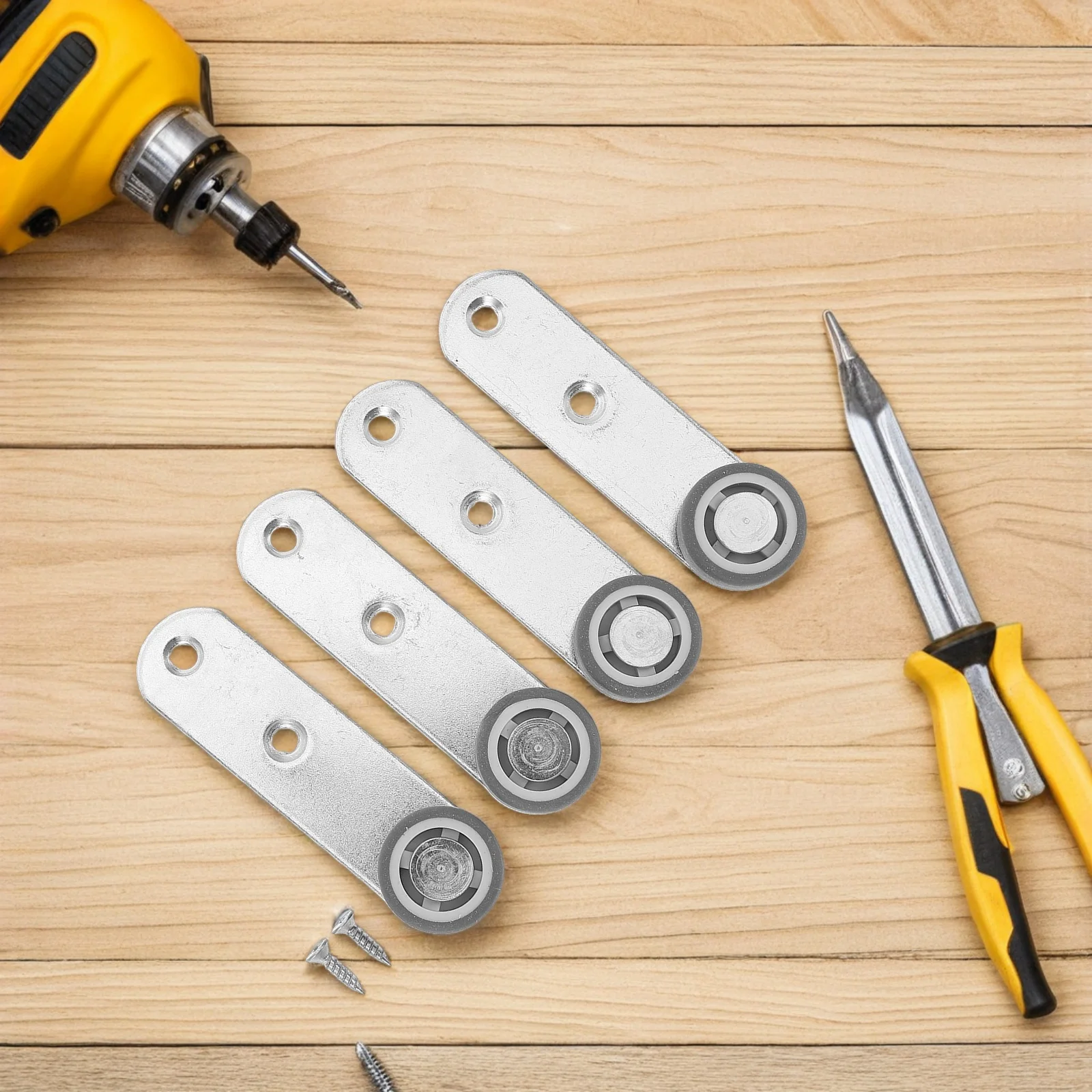 

4Pcs Door Bottom Support Wheels Precision Bearing Silent Operation Strong Loadbearing Side Mount Design Sliding Door Hardware